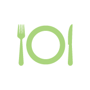 Green Plate and Silverware Logo - 1st Price to Rustica